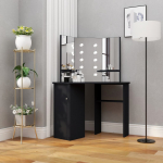 Nurga tualettlaud LED-tulega, must, 111 x 54 x 141,5 cm