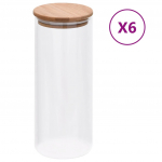 Klaasist s&auml;ilituspurgid, bambusest kaanega, 6 tk, 1000 ml