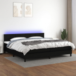 Kontinentaalvoodi madrats ja LED, must, 200x200 cm, kangas