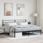 Metallist voodiraam peatsiga, must, 200x200 cm