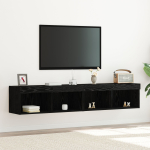 TV seina kapid LED-valgustusega 2 tk must tamm 80x30x30 cm
