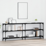 Konsoollaud must tamm 200 x 29 x 75 cm t&ouml;&ouml;deldud puit ja metall