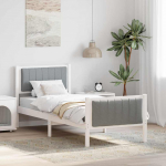 Voodiraam peatsiga Valge ja helehall 80 x 200 cm M&auml;nnipuit