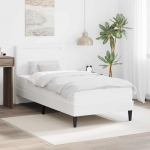 Voodi raam LED-ribadega peaga Valge 90 x 190 cm Kunstnahk
