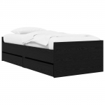 Voodiraam ladustamisega Must tamm 80 x 200 cm Tehispuit