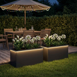 LED-valgustusega lillekast 2 tk Must 50 x 100 x 48 cm Teras