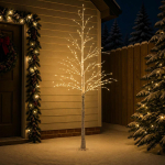Kase-j&otilde;ulupuu Valge 25 x 25 x 240 cm Plastmass 493 LED-i