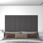 Seinapaneelid 12 tk, hall, 30 x 15 cm, kunstnahk, 0,54 m&sup2;