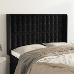 Voodipeats servadega, must, 147x16x118/128 cm, samet