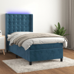 Kontinentaalvoodi madrats, LED, tumesinine, 90x190 cm, samet