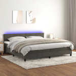 Kontinentaalvoodi madrats ja LED, tumehall, 200x200 cm, samet