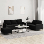 3-osaline diivanikomplekt patjadega, must, samet