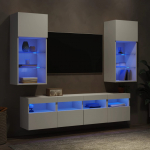 5-osaline telerikappide komplekt LED-tuledega, valge, tehispuit