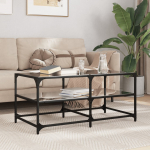 Diivanilaud, must klaasplaat, 98,5 x 50 x 45cm, teras