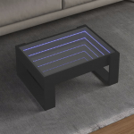 Diivanilaud LED-tuledega, must, 70x53x30cm