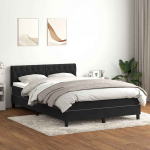 Kontinentaalvoodi madratsiga, must, 160x210 cm, samet