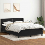 Kontinentaalvoodi madratsiga, must, 160x210 cm, samet