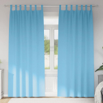 Kardinad r&otilde;ngastega 2 tk hele sinine 260 x 140 cm pol&uuml;ester