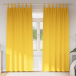 Kardinad r&otilde;ngastega 2 tk kollane sinep 260 x 140 cm pol&uuml;ester