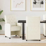 Ratastega S&ouml;&ouml;gi-toolid 2 tk cream 58 x 67 x 97 cm Samet