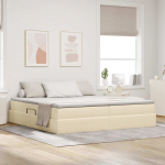 Voodi hoiukohaga ja madratsiga cream 200 x 200 cm Pol&uuml;ester