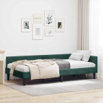 Nurga voodiraam peatsiga Tume rohelise 90 cm x 200 cm Samet