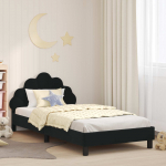 Laste voodiraam peatoega peaga Must 80 x 200 cm Samet