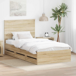 Voodiraam peatsiga sahtliga Sonoma tamm 100 x 200 cm Inseneripuit