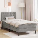 Voodiraam madratsiga peaga Helehall 90 x 190 cm Samet