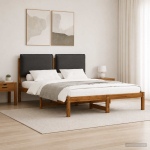 Voodiraam Pehme Peatoega Naturaalne ja tumehall 150 x 200 cm