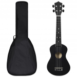 Sopran ukulele komplekt kotiga lastele must 23"