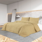 VOODIPESUKOMPLEKT, PRUUNIKASHALL, 260X220 CM, KERGE MIKROFIIBER