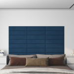 Seinapaneelid 12 tk, sinine, 60 x 15 cm, samet, 1,08 m&sup2;