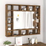 Peegelkapp LEDiga, suitsutatud tamm, 91 x 15 x 76,5 cm
