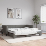 Diivanvoodi v&auml;ljat&otilde;mmatava osaga, tumehall, 100x200 cm, kangas