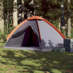 Matkatelk 4 inimesele, kuppel, hall ja oranž, veekindel