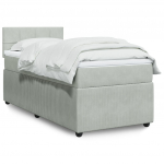 Kontinentaalvoodi madratsiga, helehall, 90x190 cm, samet