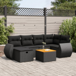 7-osaline aiadiivani komplekt patjadega, must, pol&uuml;rotang