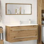 Vannitoa kraanikausi kapp, k&auml;sit&ouml;&ouml;na valminud tamm, 100 x 38,5 x 48 cm, t&ouml;&ouml;deldud puit