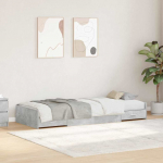 Voodi hoiukohaga raam peaga sahtliga betoonhall 80 x 200 cm tehispuit