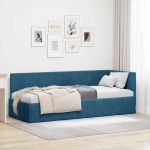 Nurga voodiraam peatsiga Sinine 80 cm x 200 cm Samet