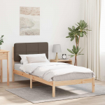 Voodiraam Pehme Peatoega Pruunikashall 80 x 200 cm Tahke m&auml;nd