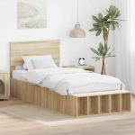 Voodiraam riiuliga peaga sonoma tamm 100 x 200 cm tehispuit