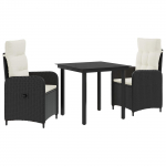 Diivanilaua komplekt padjaga padjaga 3 pcs Must ja kreemvalge