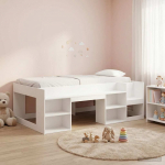 Laste voodiraam koos ladustamisega Valge 80 x 200 cm Tehispuit