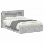 Voodiraam ladustamisega peaga Betoonhall 150 x 200 cm Tehispuit
