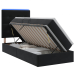 LED-iga voodiraam koos madratsiga Must 90 x 200 cm Samet