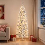 Kitsas kunstkuusk koos j&otilde;ulukuulidega 210 cm 300 LED-i