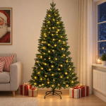 Kunstlik kokkupandav j&otilde;ulupuu 150 cm 150 LED-i soe valge