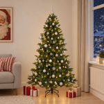 Kunstkuusk koos j&otilde;ulukuuliga 240 cm 300 LED-i Soe valge